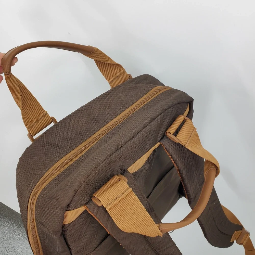 Delsey Paris Brown Nylon Laptop Backpack Professional Commuter Travel Bag
